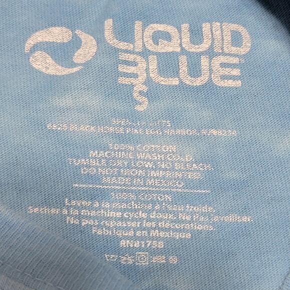 Liquid Blue Tie Dye Unisex Tee "We're All Mad Here" - Size Small - Picture 2 of 4